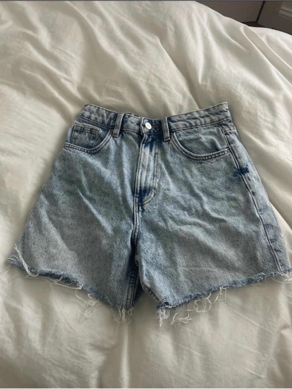 Zara Light Wash High-Rise Denim Shorts